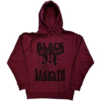 Black Sabbath: Unisex Pullover Hoodie/Band and Logo (Maroon Red) (Medium)