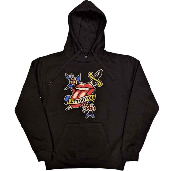 The Rolling Stones: Unisex Pullover Hoodie/Tattoo You Lick (Black) (Medium)