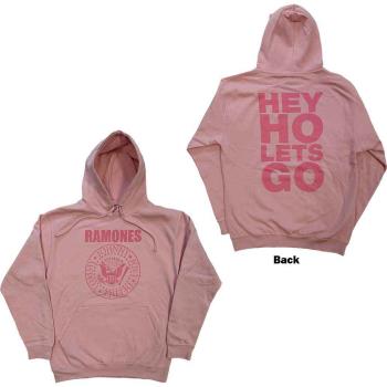 Ramones: Unisex Pullover Hoodie/Pink Hey Ho Seal (Back Print) (X-Large)