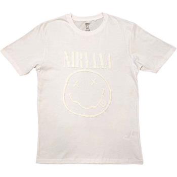 Nirvana: Unisex Hi-Build T-Shirt/White Happy Face (White-On-White) (Medium)