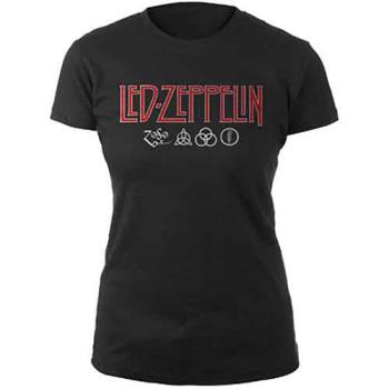 Led Zeppelin: Ladies T-Shirt/Logo & Symbols (Large)