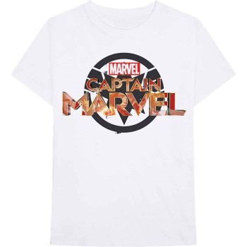 Marvel Comics: Unisex T-Shirt/Captain Marvel New Logo (White) (XX-Large)