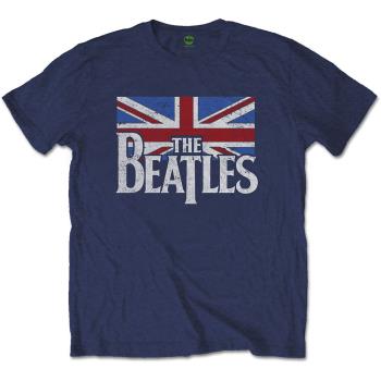 The Beatles: Unisex T-Shirt/Drop T Logo & Vintage Flag (Large)
