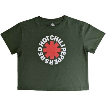 Red Hot Chili Peppers: Ladies Crop Top/Classic Asterisk (Green) (Large)