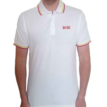 AC/DC: Unisex Polo Shirt/Classic Logo (White) (Small)