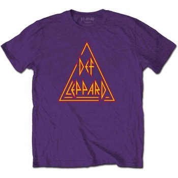 Def Leppard: Unisex T-Shirt/Classic Triangle Logo (Purple) (Large)