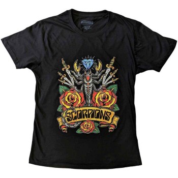 Scorpions: Unisex T-Shirt/Traditional Tattoo (Black) (Large)