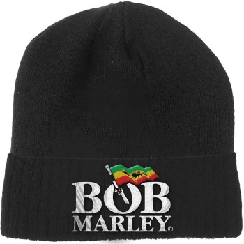 Bob Marley: Unisex Beanie Hat/Logo (Black)