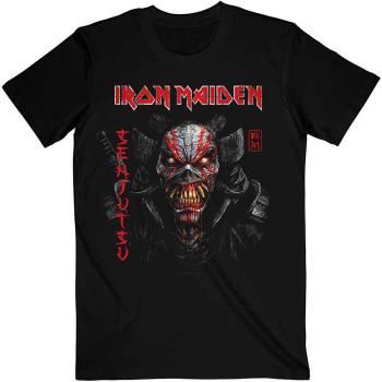 Iron Maiden: Unisex T-Shirt/Senjutsu Black Cover Vertical Logo (Large)