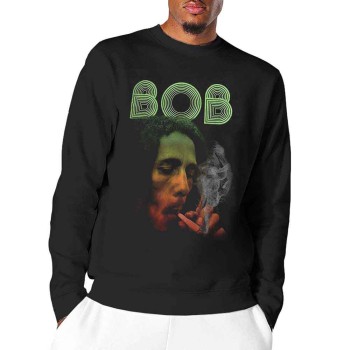 Bob Marley: Unisex Long Sleeve T-Shirt/Smoke Gradient (Black) (Wash Collection) (Medium)