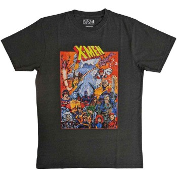 Marvel Comics: Unisex T-Shirt/X-Men Full Characters Vintage (Charcoal Grey) (Medium)