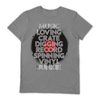 Vinyl Junkie: Music Loving Crate Digging Grey Small t Shirt