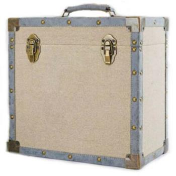 Cream Cloth: LP Record Storage Carry Case Cream Fabric
