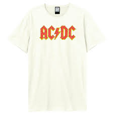 AC/DC: Logo Amplified Vintage White Medium t Shirt