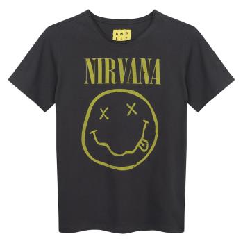 Nirvana: - Smiley Face Amplified Vintage Charcoal Kids T-Shirt 9/10 Years