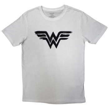 DC Comics: Unisex T-Shirt/Wonder Woman - Black Paint Logo (White) (Large)