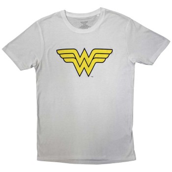 DC Comics: Unisex T-Shirt/Wonder Woman - Yellow Logo (White) (Medium)