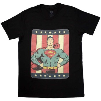 DC Comics: Unisex T-Shirt/Superman Stripes (Black) (Medium)