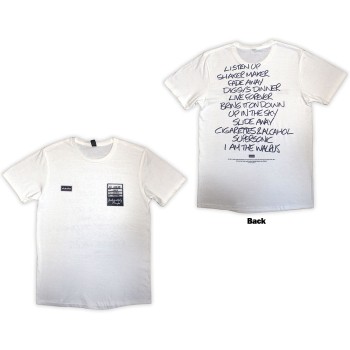 Oasis: Unisex T-Shirt/Definitely Maybe AAA Setlist (White) (Back Print) (Small)