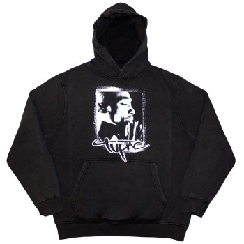 Tupac: Unisex Stone Wash Pullover Hoodie/Spray Photo (Charcoal Grey) (Wash Collection) (Small)