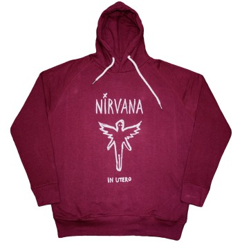 Nirvana: Unisex Pullover Hoodie/In Utero Outline (Maroon Red) (X-Large)
