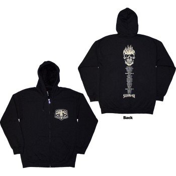 Sum 41: Unisex Zipped Hoodie/Tour '24 Pocket Logo & Skull Back (Black) (Back Print & Ex-Tour) (Small)