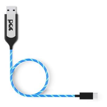 PAC Laddkabel USB-C 1m Blå LED Belyst  Kabel