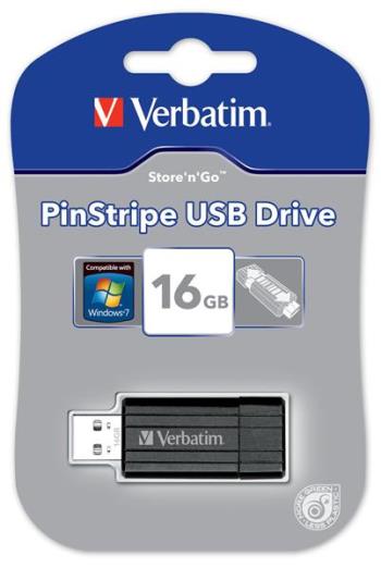 Verbatim 16GB USB Drive PinStripe Black USB2.0 High Speed