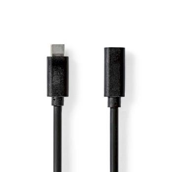 Nedis USB-kabel | USB 3.2 Gen 1 | USB-C- Hane | USB-C- Hona | 5 Gbps | Nickelplaterad | 1.00 m | Rund | PVC | Svart | Kuvert