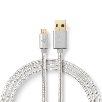 Nedis USB-kabel | USB 2.0 | USB-A Hane | USB Micro-B Hane | 15 W | 480 Mbps | Guldplaterad | 1.00 m | Rund | Flätad / Nylon | Aluminium | Kartong med täckt fönster
