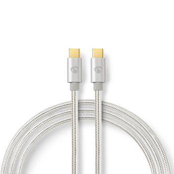 Nedis USB-kabel | USB 3.2 Gen 1 | USB-C- Hane | USB-C- Hane | 100 W | 4K@60Hz | 5 Gbps | Guldplaterad | 1.00 m | Rund | Flätad / Nylon | Aluminium | Kartong med täckt fönster