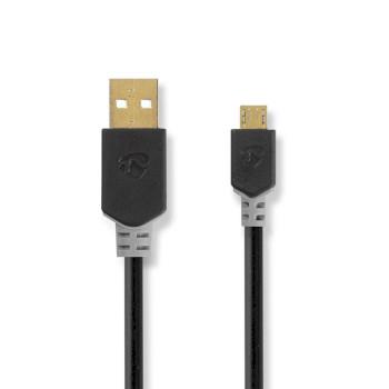 Nedis USB-kabel | USB 2.0 | USB-A Hane | USB Micro-B Hane | 480 Mbps | Guldplaterad | 2.00 m | Rund | PVC | Antracit | Kartong med fönster