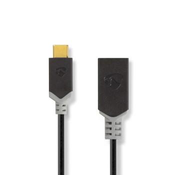 Nedis USB-adapter | USB 3.2 Gen 1 | USB-C- Hane | USB-A Hona | 5 Gbps | 0.15 m | Rund | Nickelplaterad | PVC | Antracit | Låda