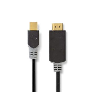 Nedis Mini Displayport-kabel | DisplayPort 1.2 | Mini DisplayPort Hane | HDMI- Kontakt | 21.6 Gbps | Guldplaterad | 2.00 m | Rund | PVC | Antracit | Kartong med fönster