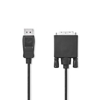 Nedis Displayport-kabel | DisplayPort Hane | DVI-D 24+1-Pin Hane | 1080p | Nickelplaterad | 1.00 m | Rund | PVC | Svart | Plastpåse