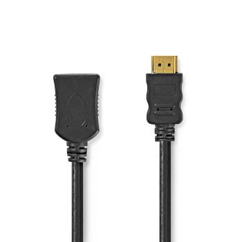 Nedis High Speed --HDMI - kabel med Ethernet | HDMI- Kontakt | HDMI- Hona | 4K@30Hz | 10.2 Gbps | 2.00 m | Rund | PVC | Svart | Plastpåse