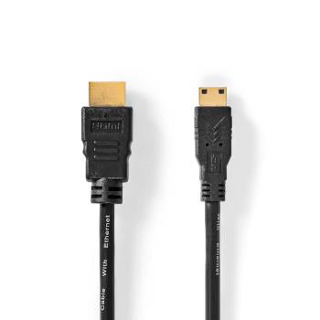 Nedis High Speed --HDMI - kabel med Ethernet | HDMI- Kontakt | HDMI- Mini kontakt | 4K@30Hz | 10.2 Gbps | 1.50 m | Rund | PVC | Svart | Plastpåse