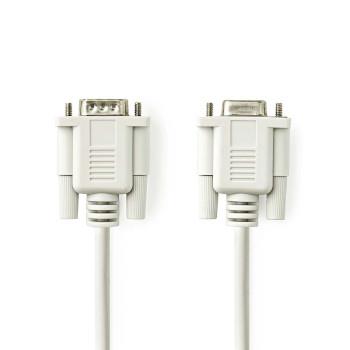 Nedis Serie Kabel | D-SUB 9-Pin Hane | D-SUB 9-Pin Hona | Nickelplaterad | 2.00 m | Rund | PVC | Elfenben | Label