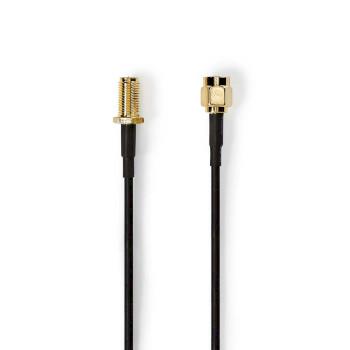 Nedis Antennkabel | RP SMA Hane | RP SMA Hona | Guldplaterad | 50 Ohm | Enskaligt skydd | 3.00 m | Rund | PVC | Svart | Label