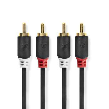 Nedis Stereoljudkabel | 2x RCA Hane | 2x RCA Hane | Guldplaterad | 5.00 m | Rund | Antracit | Låda