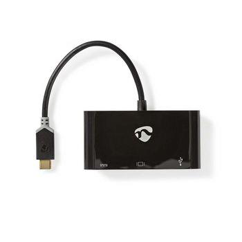 Nedis USB-adapter | USB 3.2 Gen 1 | USB-C- Hane | USB-A Hona / USB-C- Hona / VGA hona 15p | 0.20 m | Rund | Guldplaterad | PVC | Antracit | Kartong med fönster