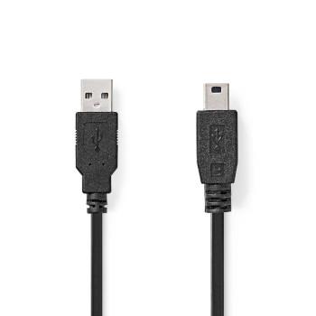 Nedis USB-kabel | USB 2.0 | USB-A Hane | USB Mini-B 5 pin Hane | 480 Mbps | Nickelplaterad | 1.00 m | Rund | PVC | Svart | Label