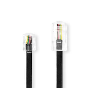 Nedis Telecom förlängningskabel | RJ11 Hane | RJ45 hane | 5.00 m | Kabelns utformning: Platt | Plätering: Guldplaterad | Kabeltyp: RJ11 | Svart | Label