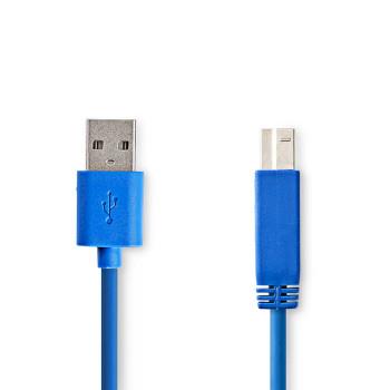 Nedis USB-kabel | USB 3.2 Gen 1 | USB-A Hane | USB-B Hane | 5 Gbps | Nickelplaterad | 2.00 m | Rund | PVC | Blå | Plastpåse