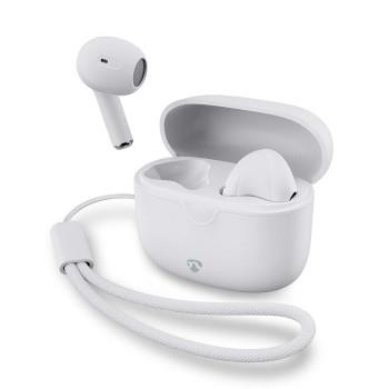 Nedis Fullt Trådlösa hörlurar | Bluetooth® | Maximal batteritid: 16 timmar | Tryck på Kontroll | Batteri hölje | Trådlöst laddningsfodral | Inbygd mikrofon | Stöd för röststyrning | Vit