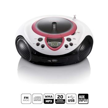 Lenco Bärbar FM-radio CD- och USB-spelare Rosa
