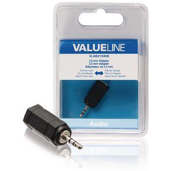 Valueline Stereo Audio Adapter 2.5 mm, Hane - 3.5 mm Hona Svart