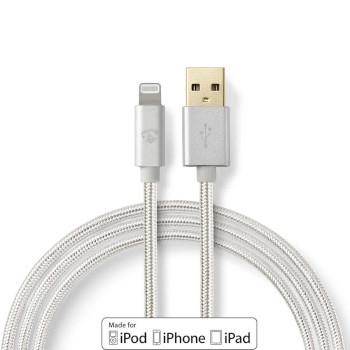 Nedis USB-kabel | USB 2.0 | Apple Lightning, 8-stifts | USB-A Hane | 480 Mbps | Guldplaterad | 3.00 m | Rund | Flätad / Nylon | Aluminium | Kartong med täckt fönster