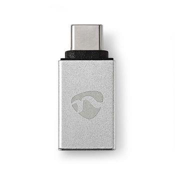 Nedis USB-C- Adapter | USB 3.2 Gen 1 | USB-C- Hane | USB-A Hona | 5 Gbps | Nickelplaterad | Silver | Kartong med täckt fönster