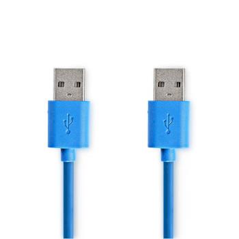 Nedis USB-kabel | USB 3.2 Gen 1 | USB-A Hane | USB-A Hane | 5 Gbps | Nickelplaterad | 1.00 m | Rund | PVC | Blå | Plastpåse